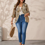 Casaco Feminino Plus Size Leve Meia Manga Retrô