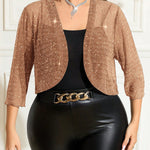 Casaco Meia Manga Tule com Brilho Feminino Plus Size