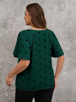 Blusa Plus Size Feminina Soltinha Estampa Coração