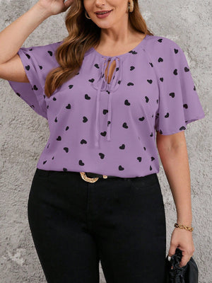 Blusa Plus Size Feminina Soltinha Estampa Coração