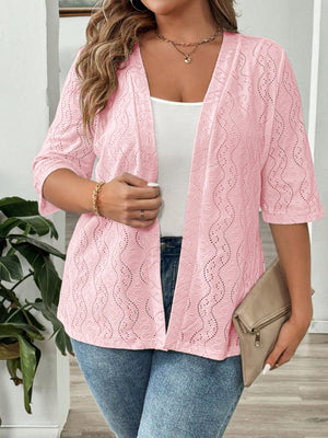 Casaco de Malha Feminino Meia Manga Plus Size