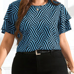 Blusa Feminina Plus Size Gola Redonda Manga em Camadas