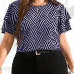 Blusa Feminina Plus Size Gola Redonda Manga em Camadas