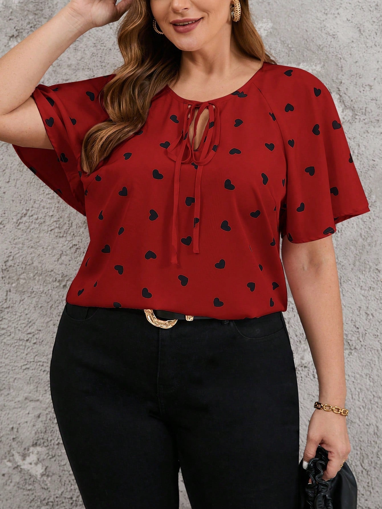 Blusa Plus Size Feminina Soltinha Estampa Coração