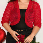 Casaco Meia Manga Tule com Brilho Feminino Plus Size