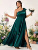 Vestido de Festa Plus Size Um Ombro Só com Laço