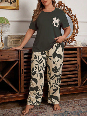 Pijama Longo Feminino Plus Size Estampa Floral