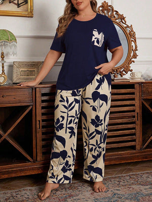 Pijama Longo Feminino Plus Size Estampa Floral