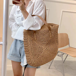 Bolsa Feminina de Palha Grande de Praia