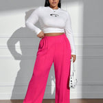 Calça Wide Leg Feminina Plus Size Lisa Soltinha